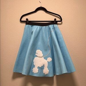 Sky Blue Circle Skirt with White Poodle Appliqué
